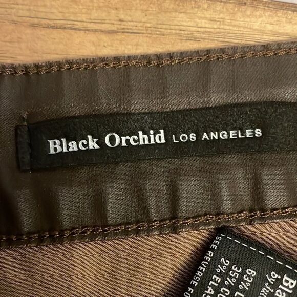 BLACK ORCHID BROWN VEGAN STRETCH LEATHER SKINNY LEG.  NEW - Picture 11 of 14